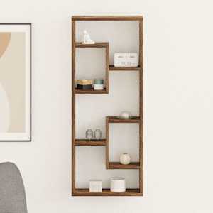 Stenska polica dimljeni hrast 36x16x90 cm inženirski les