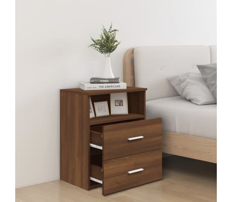 vidaXL Bed Cabinet Brown Oak 50x32x60 cm