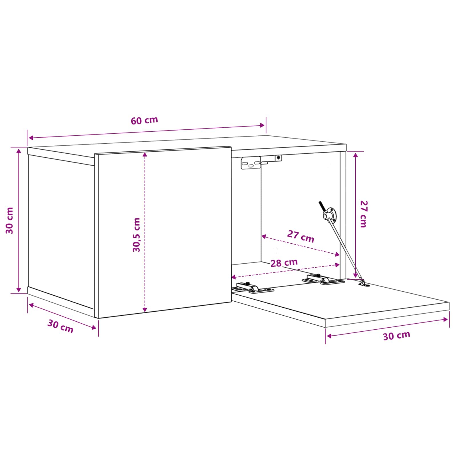 vidaXL TV-Wandschränke 3 Stk. Räuchereiche 60x30x30 cm – Bild 9