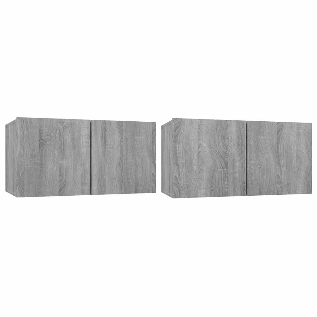 vidaXL Závěsné TV skříňky šedé sonoma 2 ks 60 x 30 x 30 cm kompozit