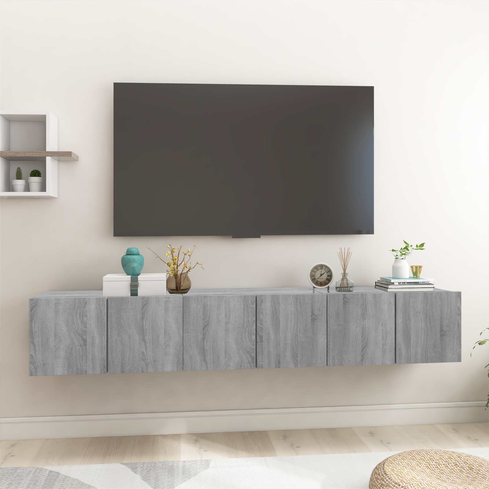 vidaXL Wisz�ca szafka pod TV, szary d�b sonoma, 3 szt., 60x30x30 cm