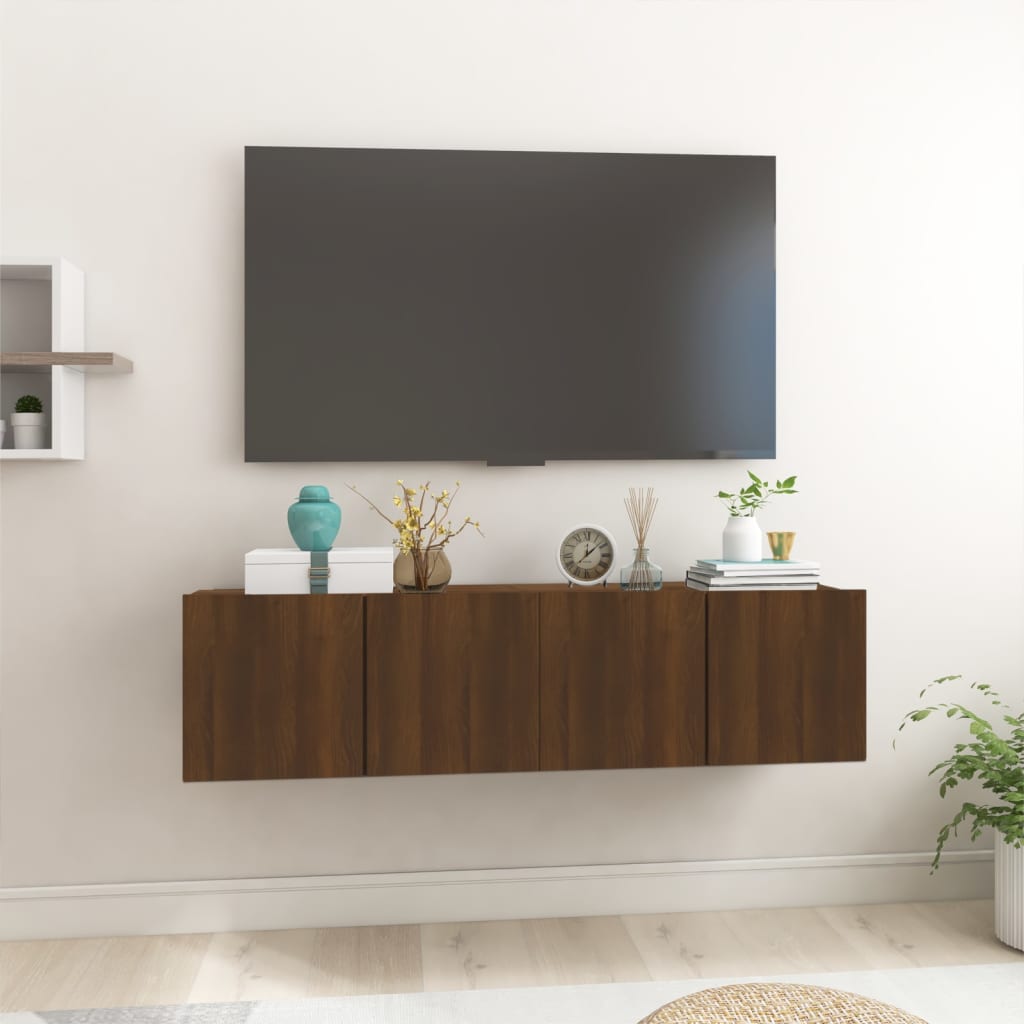 vida XL TV-Wandschrank Braun Eiche 2 Stk. 60x 30x 30 cm Holzwerkstoff