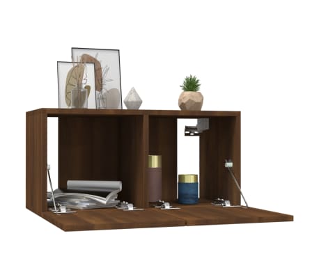 vidaXL TV-Wandschrank Braun Eiche 3 Stk. 60x30x30 cm Holzwerkstoff