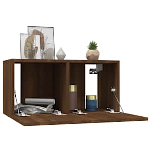 vidaXL Pakabinamos TV spintelės, 3vnt., rudos, 60x30x30cm, mediena