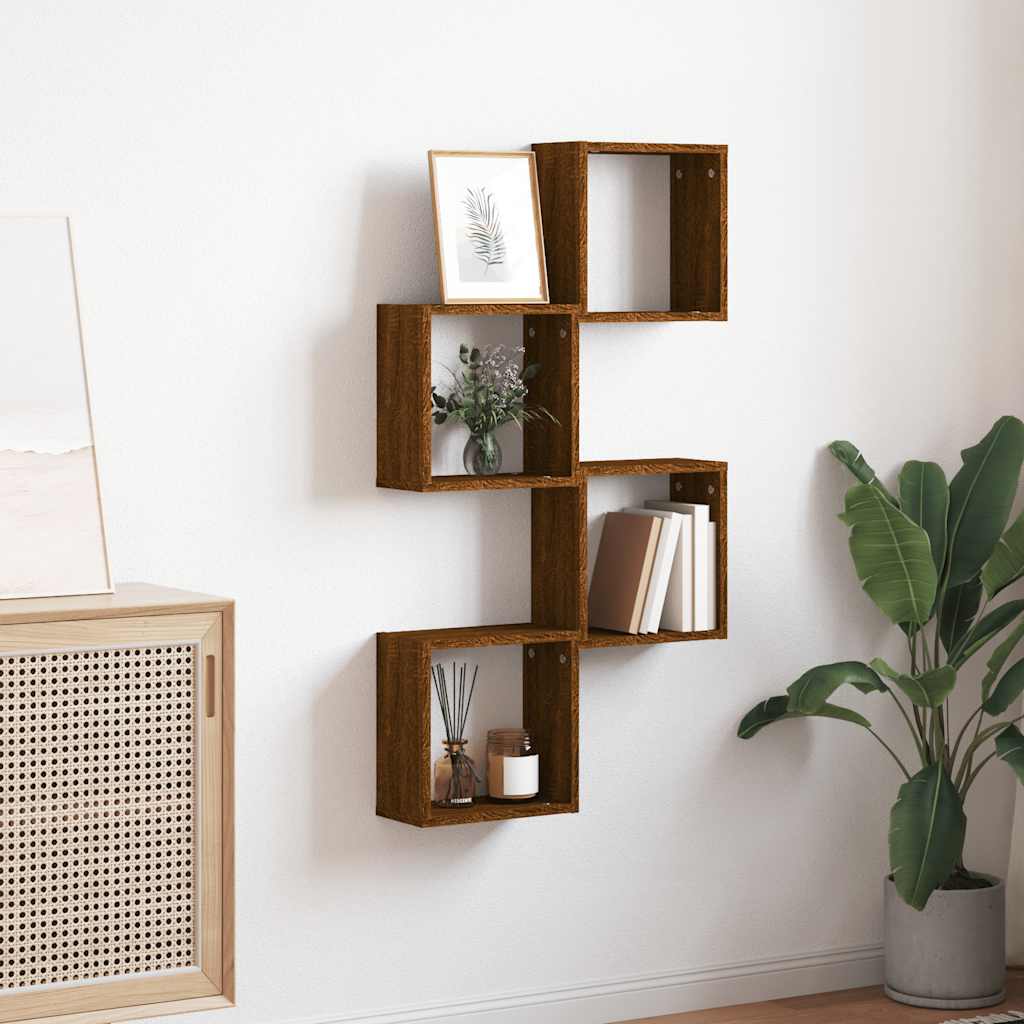 vidaXL Wandschappen kubus 4 st 30x15x30 cm sonoma bruin eikenkleurig afbeelding