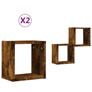Nástěnné poličky s policí 2 pcs Kouřový dub 26 x 15 x 26 cm - obrázek 2