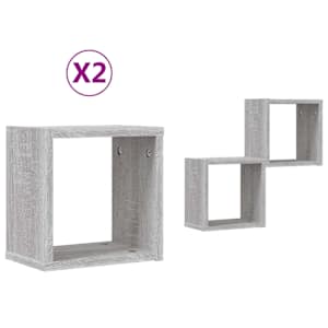 Nástěnné poličky s policí 2 pcs Šedá Sonoma 26 x 15 x 26 cm - obrázek 2