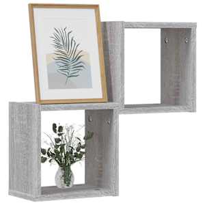 Nástěnné poličky s policí 2 pcs Šedá Sonoma 26 x 15 x 26 cm - obrázek 3
