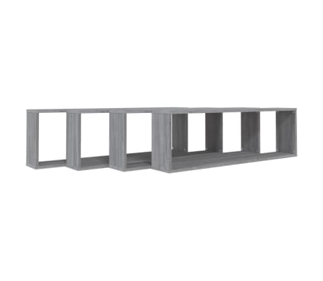 vidaXL Wall Cube Shelves 4 pcs Grey Sonoma 100x15x30 cm Engineered Wood
