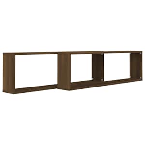 vidaXL &Eacute;tag&egrave;res murales cube 2 pcs Ch&ecirc;ne marron 100x15x30 cm Bois