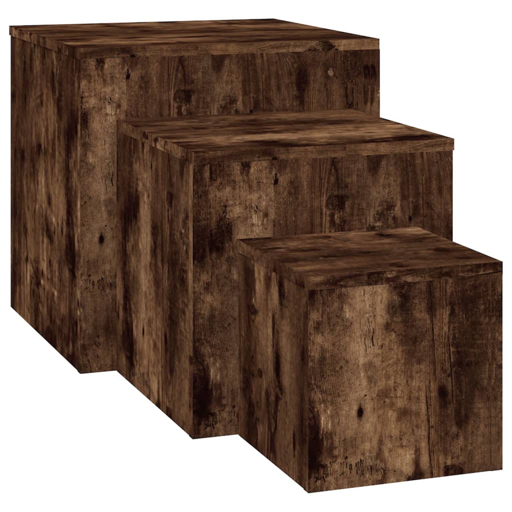Image of vidaXL Side Tables 3 pcs Smoked Oak Engineered Wood