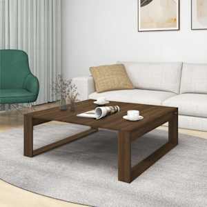 Konferenční stolek hnědý dub 100 x 100 x 35 cm kompozitní dřevo - obrázek 3