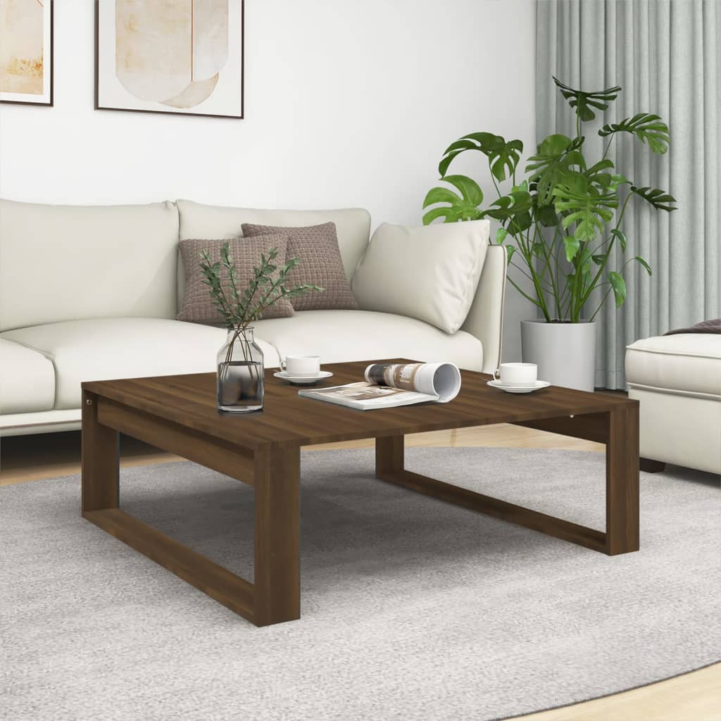 vidaXL sofabord 100x100x35 cm konstrueret træ brun egetræsfarve