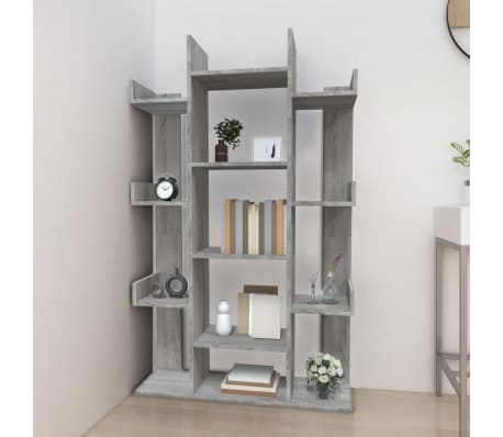 vidaXL Book Cabinet Grey Sonoma 86x25.5x140 cm Engineered Wood