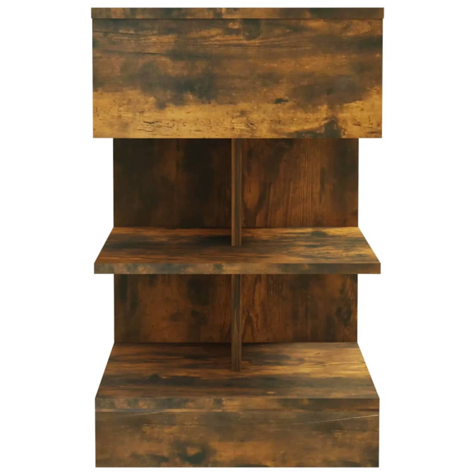 Κομοδίνα 2 Τεμ. Καπνιστή Δρυς 40x35x65 εκ. από Επεξεργ. Ξύλο - Image 4