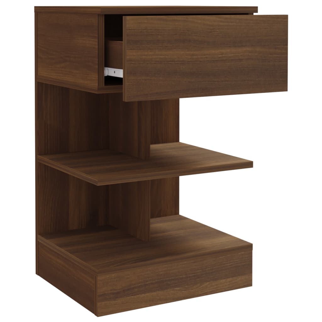 vidaXL Nachtkastje 40x35x65 cm bewerkt hout bruin eikenkleur afbeelding