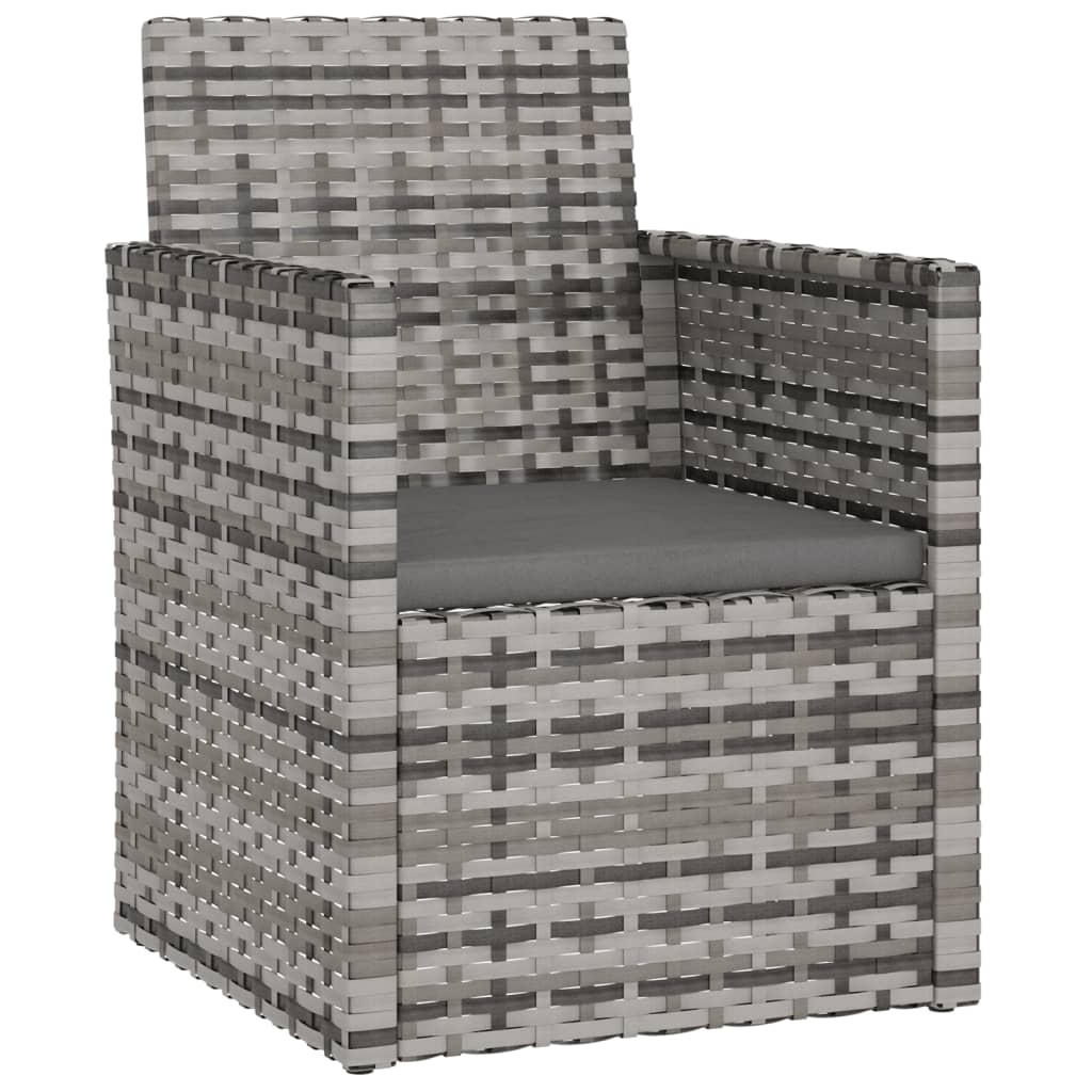 vidaXL 3-delige Loungeset met kussens poly rattan grijs afbeelding