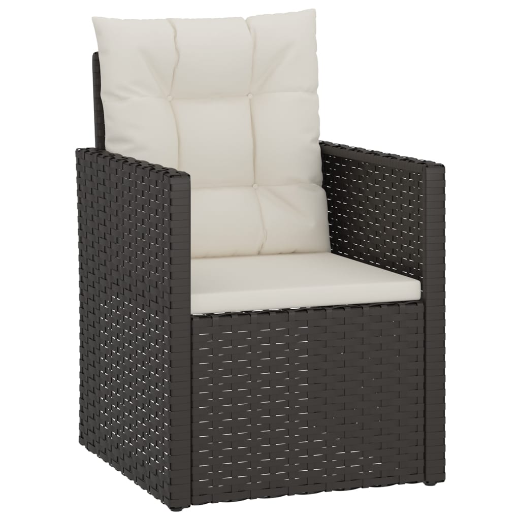 vidaXL 3-delige Loungeset met kussens poly rattan zwart afbeelding