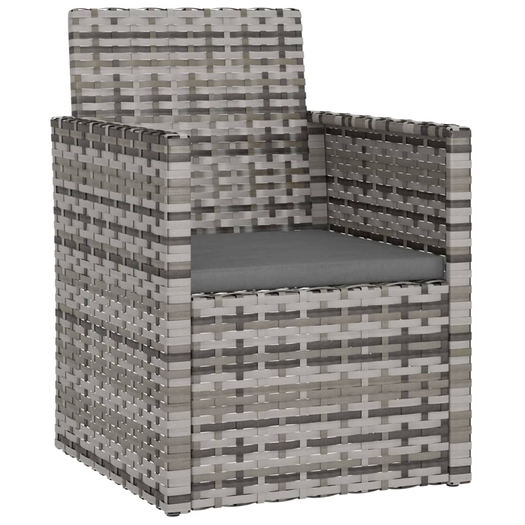 vidaXL 4-delige Loungeset met kussens poly rattan grijs afbeelding