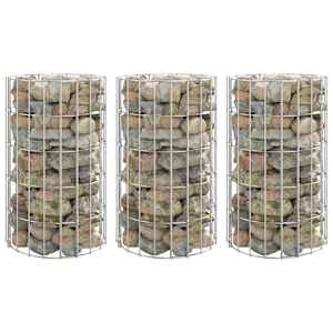 Okrogle visoke grede gabion 3 kosi pocinkano jeklo Ø30x50 cm