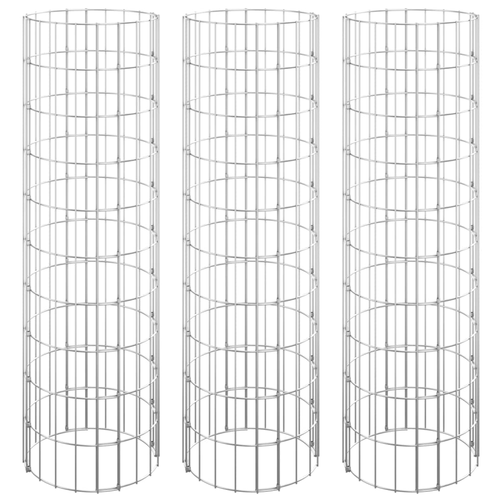 vidaXL Kruhové gabionové záhony 3 ks pozinkovaná ocel Ø 30 x 100 cm