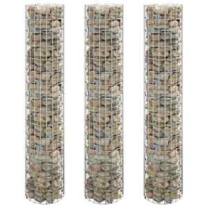 Okrogle visoke grede gabion 3 kosi pocinkano jeklo Ø30x150 cm