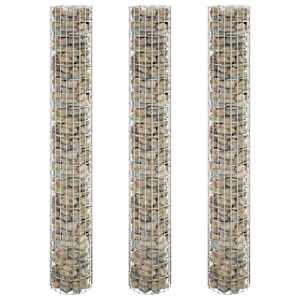 Okrogle visoke grede gabion 3 kosi pocinkano jeklo Ø30x200 cm