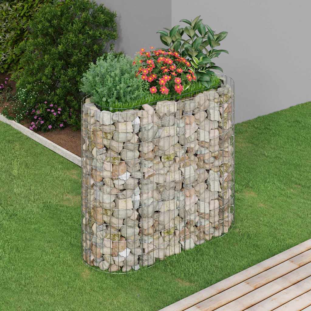 Gabion-højbed 120×50×100 cm i galvaniseret jern - sølvfarvet