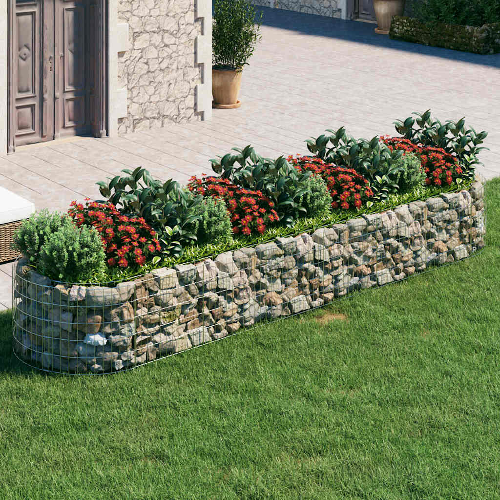 Gabion-højbed 400×100×50 cm i galvaniseret jern - sølvfarvet