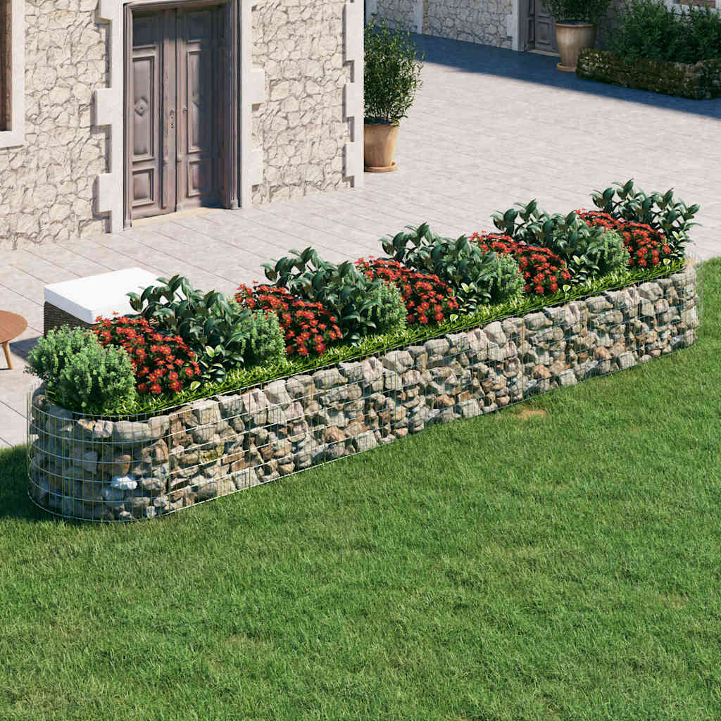 Gabion-højbed 500 × 100 × 50 cm - galvaniseret jern, sølvfarvet