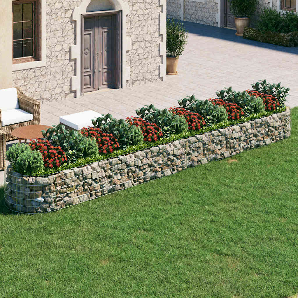 Gabion-højbed 600 × 100 × 50 cm i galvaniseret jern - sølvfarvet