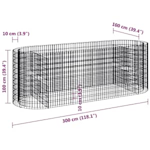 Gabionový vyvýšený záhon pozinkované železo 300 x 100 x 100 cm - obrázek 8