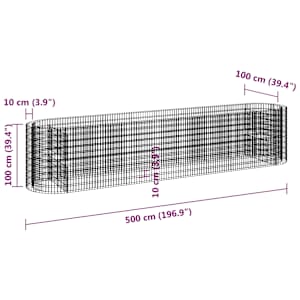 Gabionový vyvýšený záhon pozinkované železo 500 x 100 x 100 cm - obrázek 8