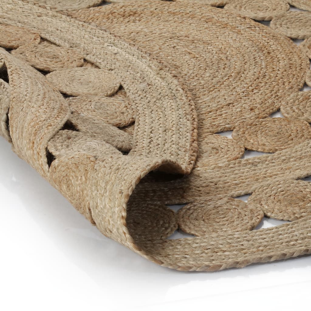 Teppich Flechtmuster Handgefertigt Jute Rund Wohnzimmerteppich Deko vidaXL - Bild 20 von 27