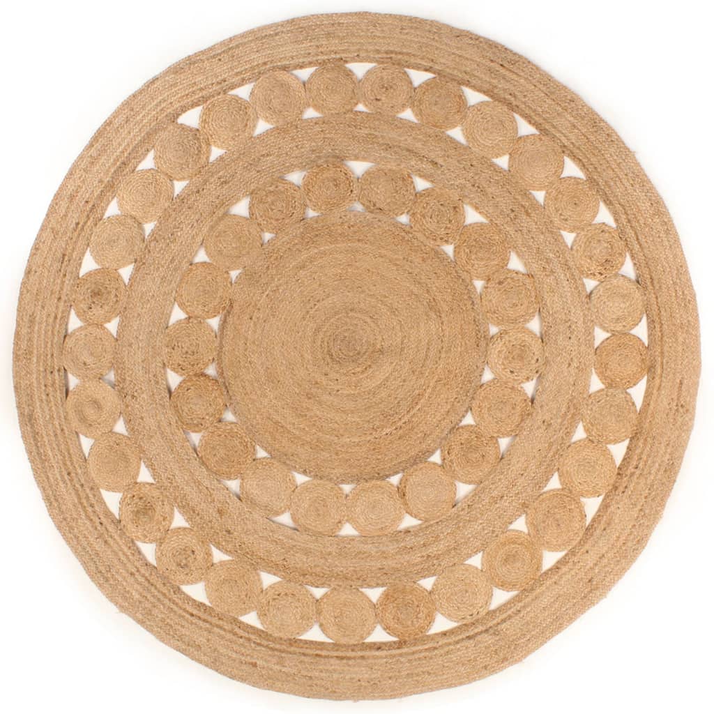 vidaXL Tapis Design tressé Jute 240 cm Rond