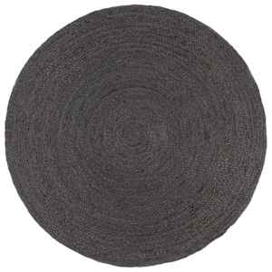 Preproga iz jute okrogla ročno delo 180 cm temno siva