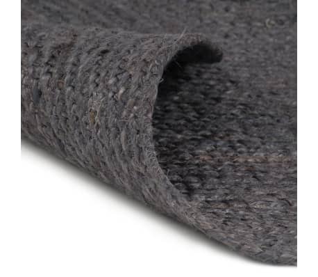 vidaXL Handunnin Motta Júta Kringlótt 180 cm Dökkgrá