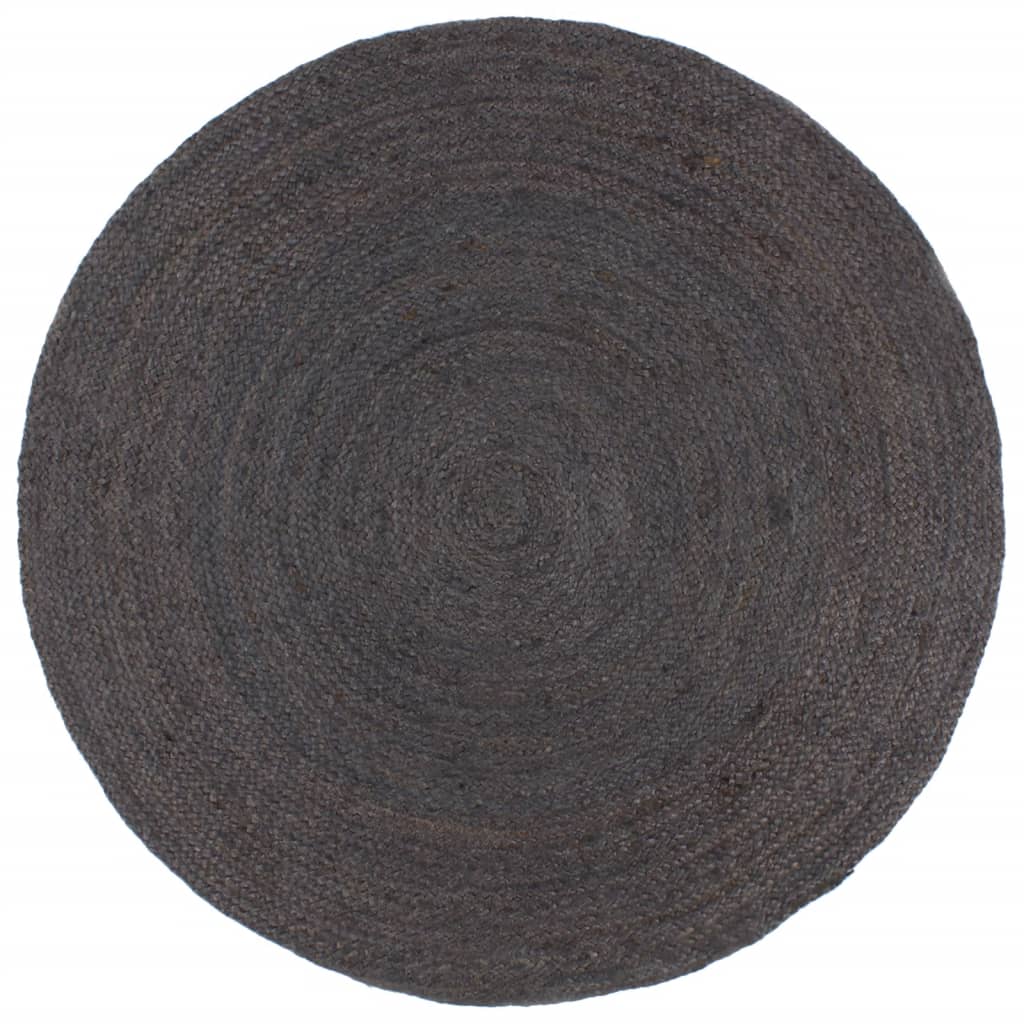 Ručně vyrobený koberec juta kulatý 210 cm tmavě šedý