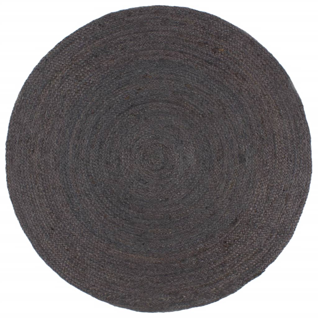 Tapis fait à la main Jute Rond 210 cm Gris foncé