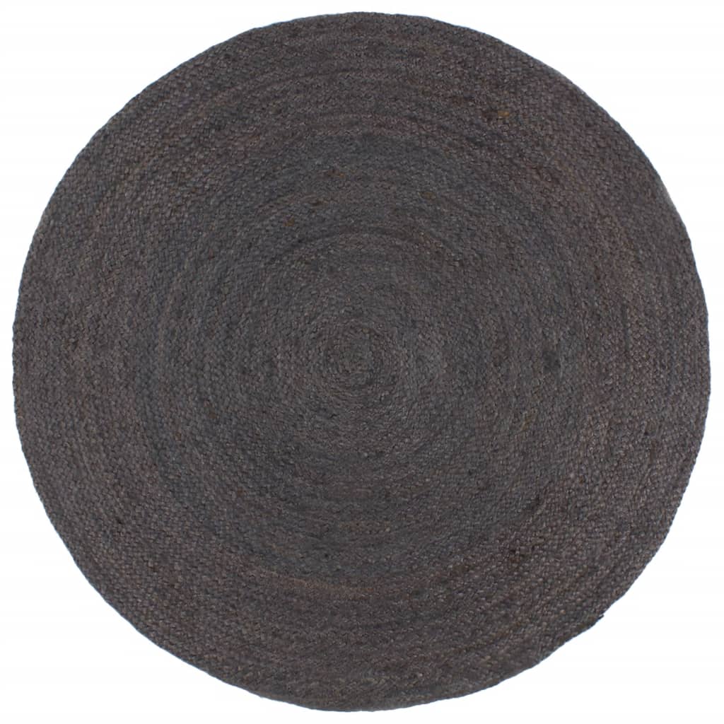 Photos - Area Rug VidaXL Handmade Rug Jute Round 210 cm Dark Grey 