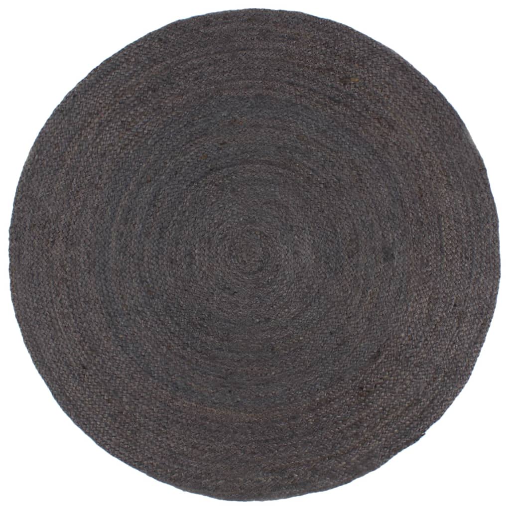 Tapis fait à la main Jute Rond 240 cm Gris foncé