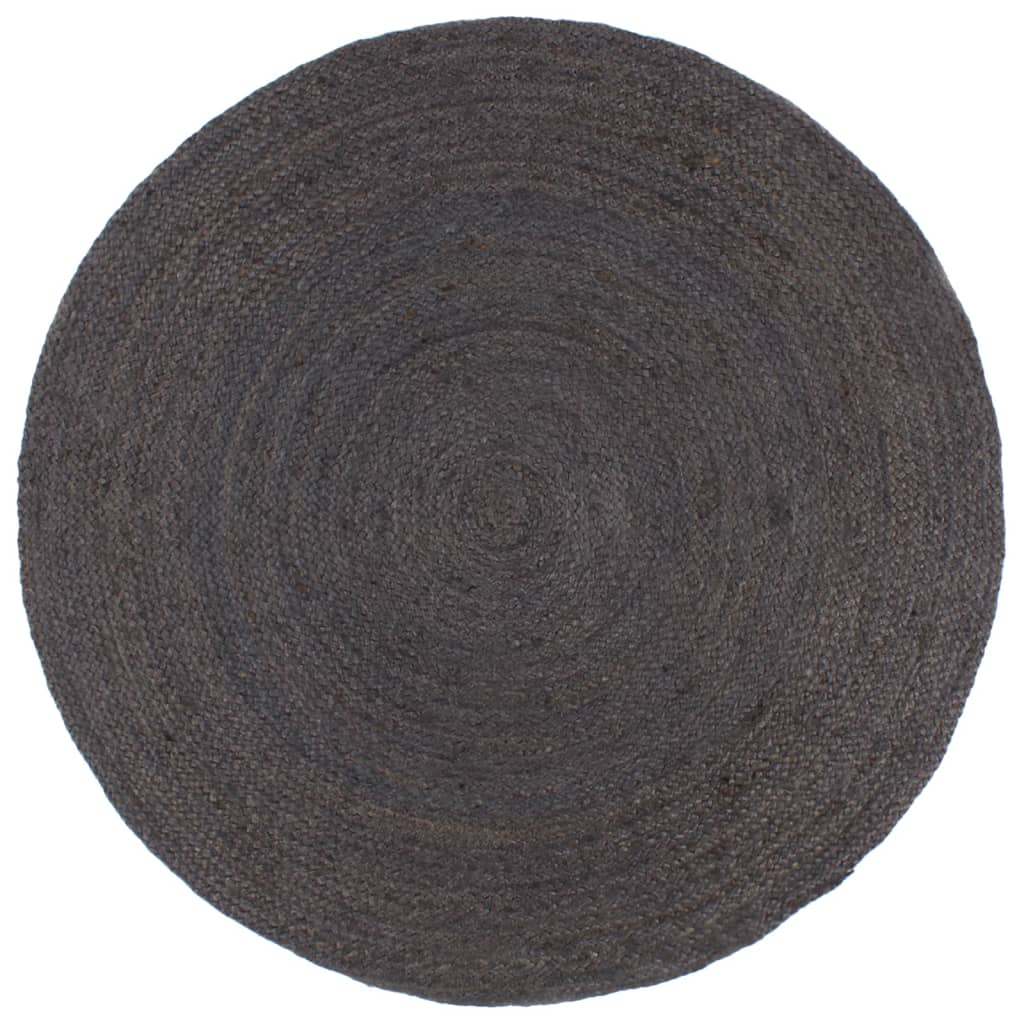 vidaXL håndlavet gulvtæppe 240 cm rundt jute mørkegrå
