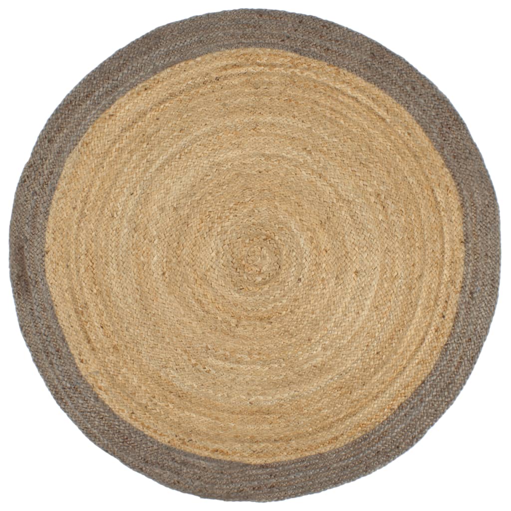 vidaXL Teppich Handgefertigt Jute mit Grauem Rand 210 cm