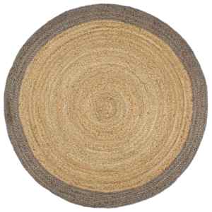 Preproga iz jute s sivim robom ročno izdelana 240 cm