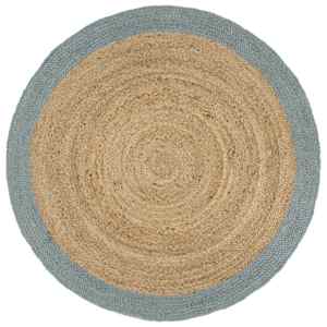 Preproga iz jute z olivno zelenim robom ročno izdelana 180 cm