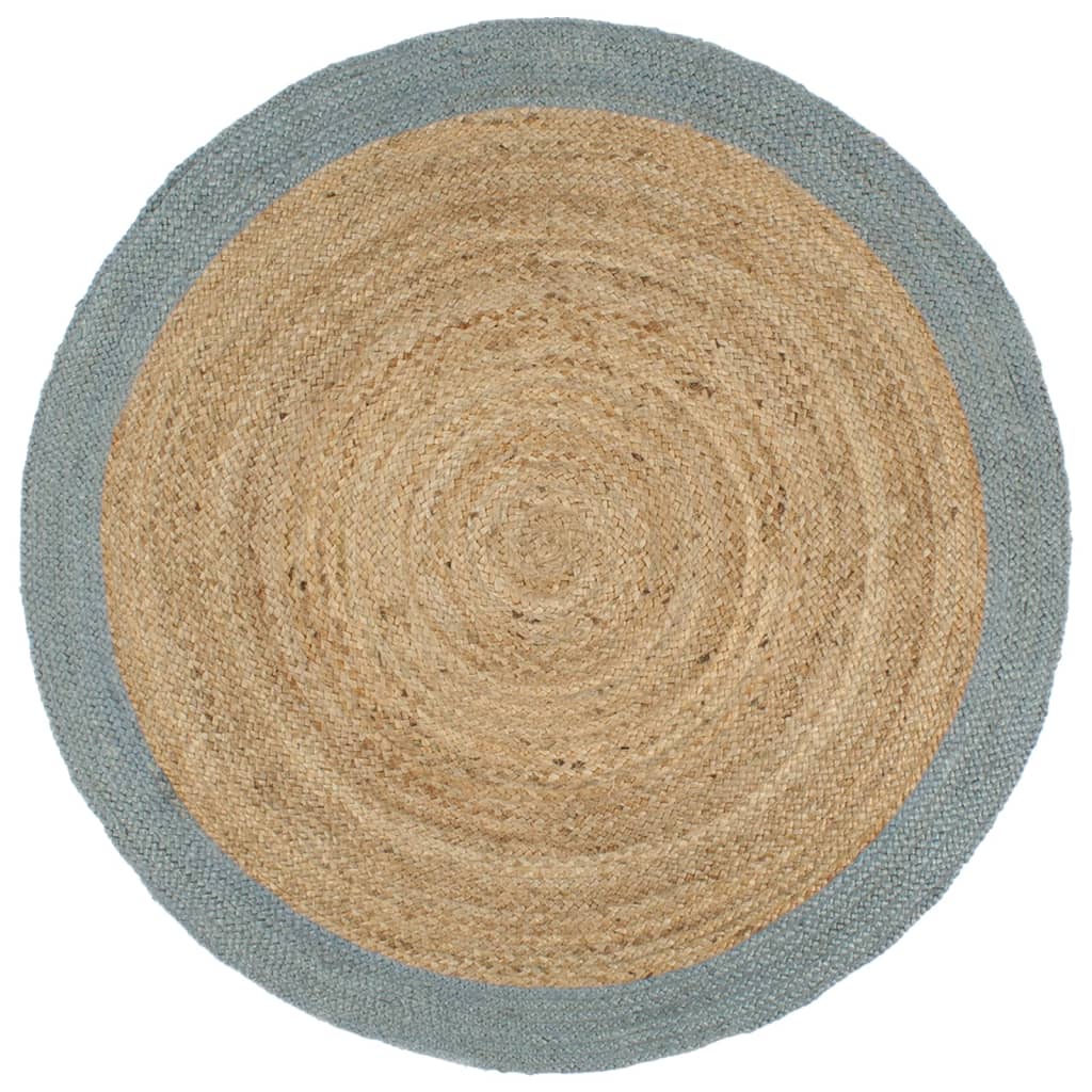 vidaXL håndlavet gulvtæppe 210 cm jute olivengrøn kant