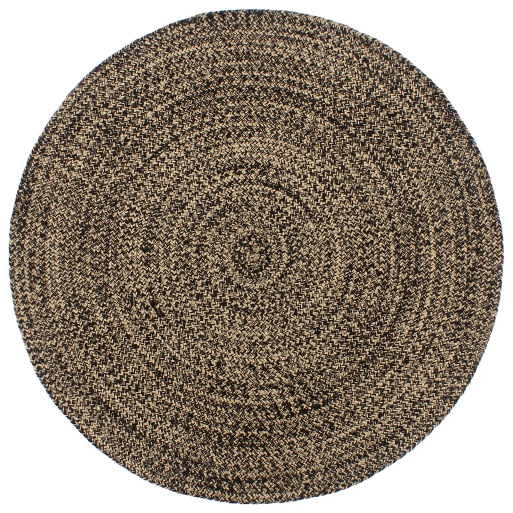 Tapis fait à la main Jute Noir et marron 180 cm