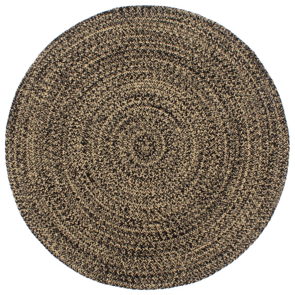 Tapis fait à la main Jute Noir et marron 210 cm