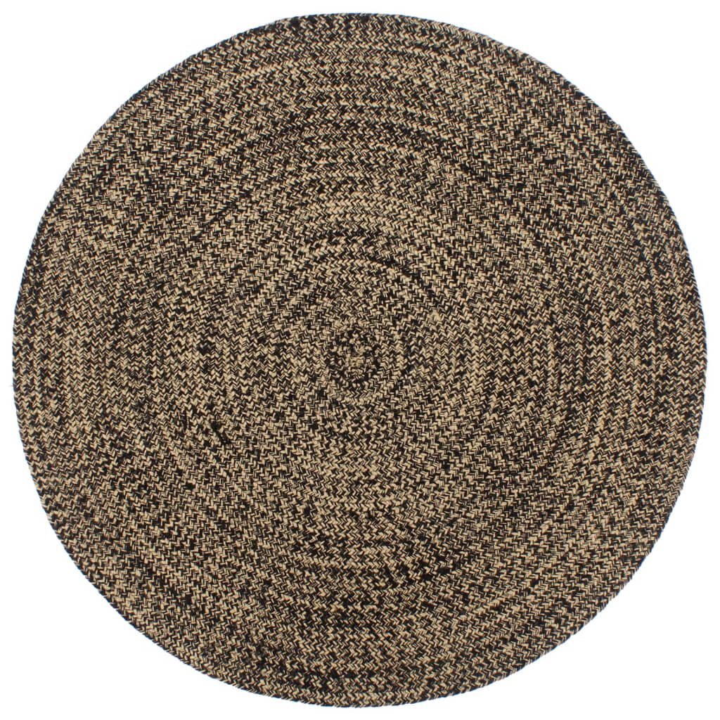 vidaXL håndlavet gulvtæppe 210 cm jute sort og brun