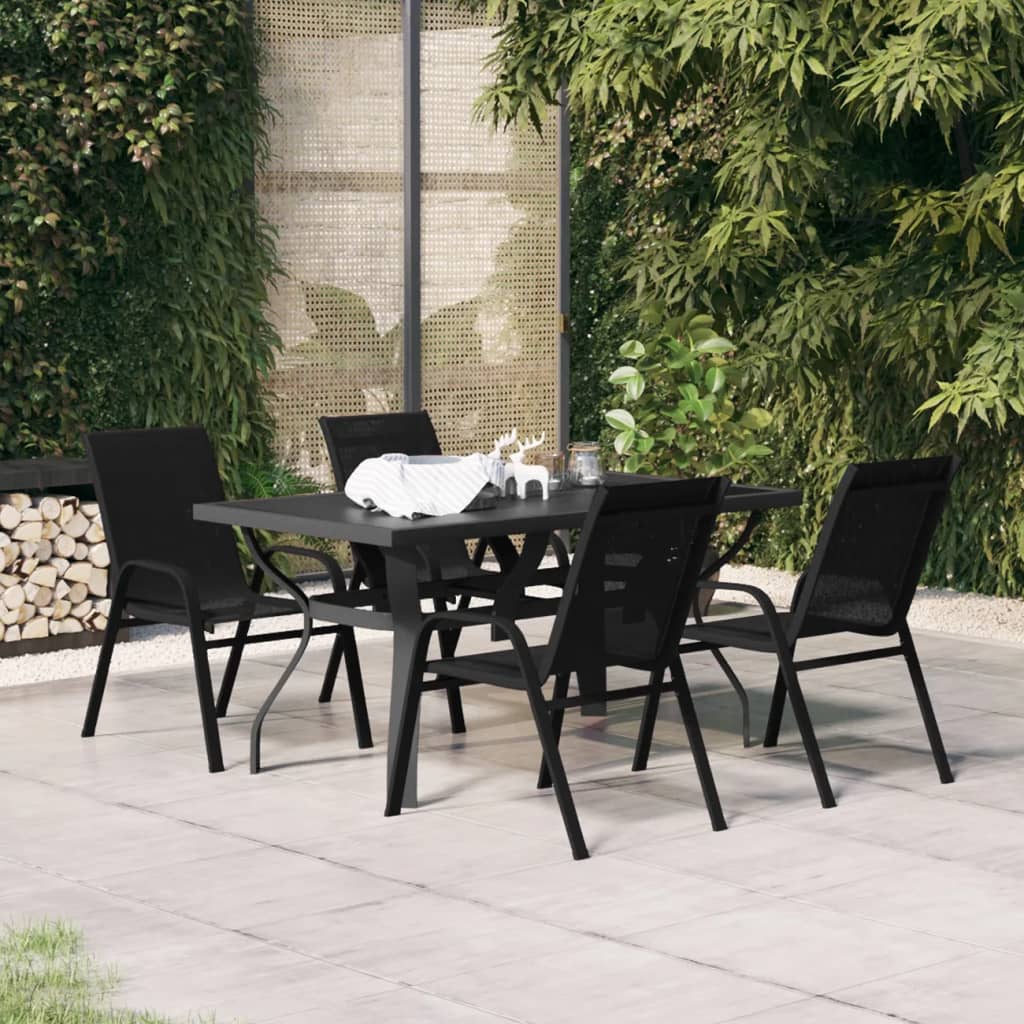 vida XL 5-tlg. Garten-Essgruppe Schwarz